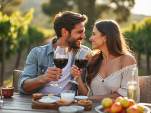 Couple enjoying a glass of wine in Temecula